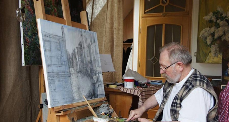 Jerzy Szerstobitow przy pracy, przed wypadkiem. Fot.Yurii Sherstobitov